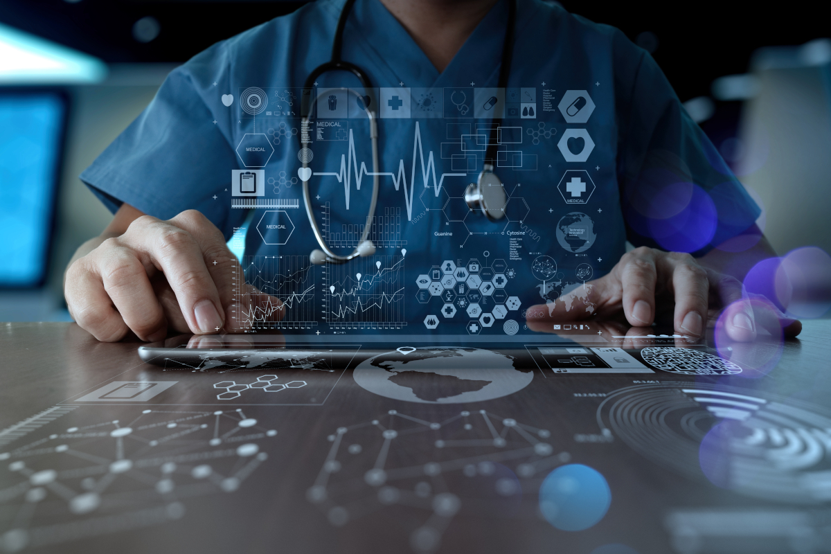 Doctor working on laptop